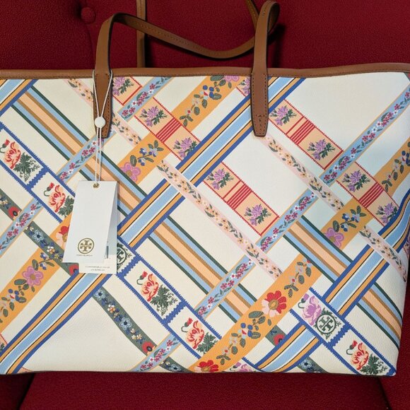 NWT Tory Burch - Kerrington Square Tote in Ribbon Weave Bias Allover Style 82352 - Picture 2 of 8